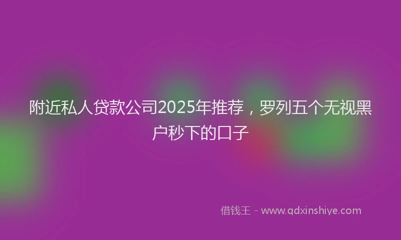 附近私人贷款公司2025年推荐，罗列五个无视黑户秒下的口子