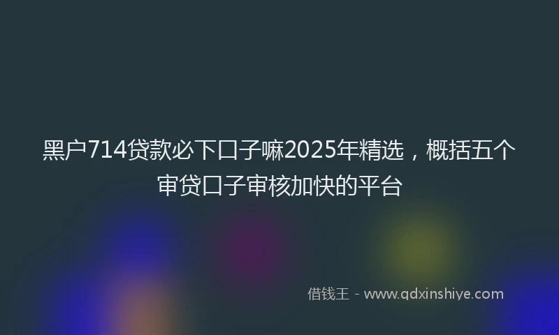 黑户714贷款必下口子嘛2025年精选，概括五个审贷口子审核加快的平台