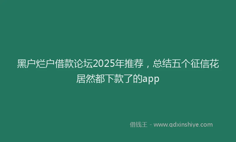 黑户烂户借款论坛2025年推荐，总结五个征信花居然都下款了的app