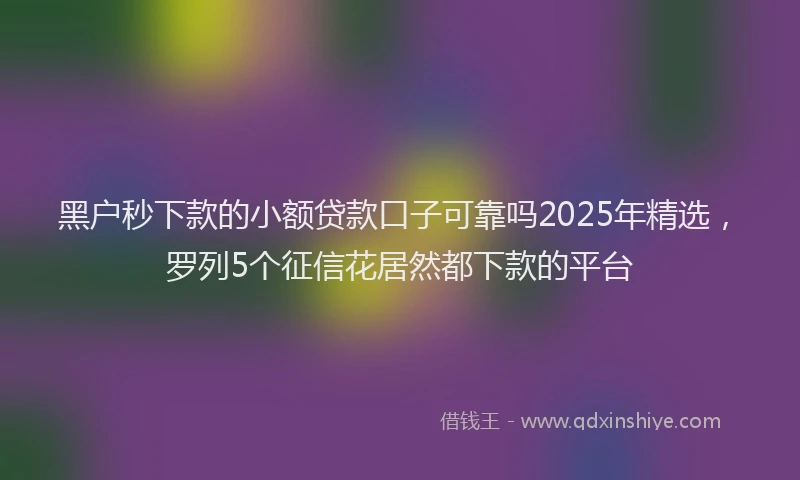 黑户秒下款的小额贷款口子可靠吗2025年精选，罗列5个征信花居然都下款的平台