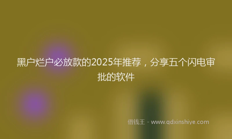 黑户烂户必放款的2025年推荐，分享五个闪电审批的软件