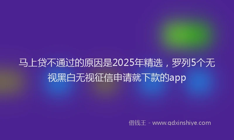 马上贷不通过的原因是2025年精选，罗列5个无视黑白无视征信申请就下款的app