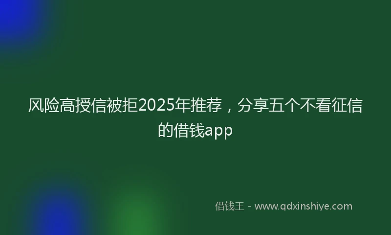 风险高授信被拒2025年推荐，分享五个不看征信的借钱app