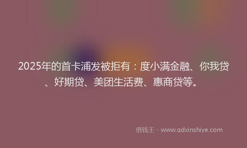 2025年的首卡浦发被拒有：度小满金融、你我贷、好期贷、美团生活费、惠商贷等。