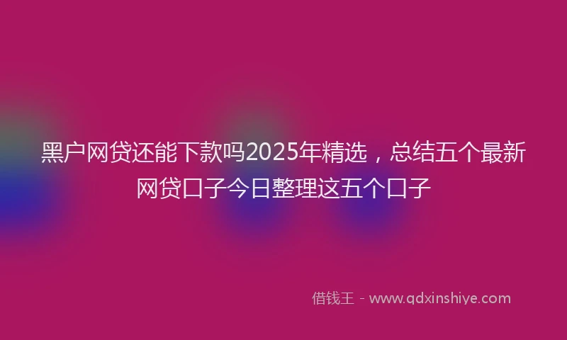 黑户网贷还能下款吗2025年精选，总结五个最新网贷口子今日整理这五个口子