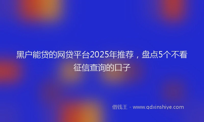 黑户能贷的网贷平台2025年推荐，盘点5个不看征信查询的口子
