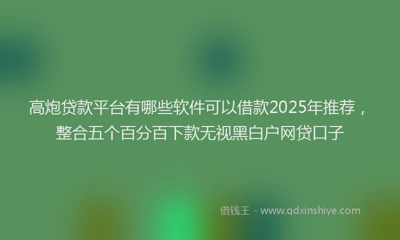 高炮贷款平台有哪些软件可以借款2025年推荐，整合五个百分百下款无视黑白户网贷口子