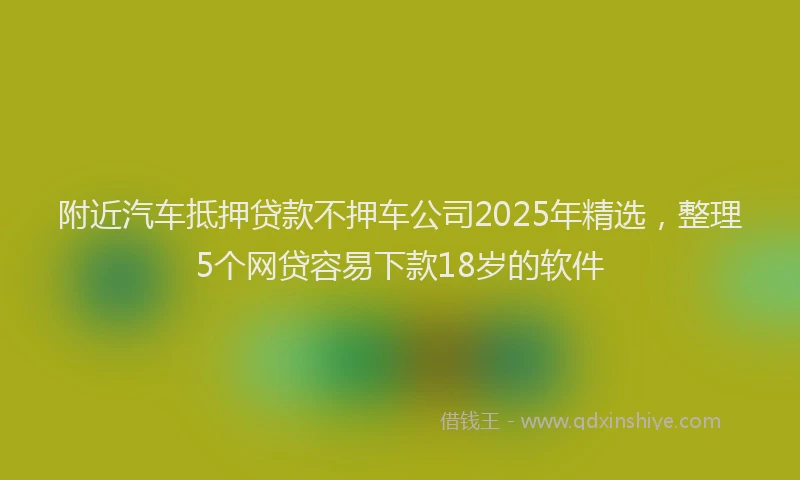 附近汽车抵押贷款不押车公司2025年精选，整理5个网贷容易下款18岁的软件