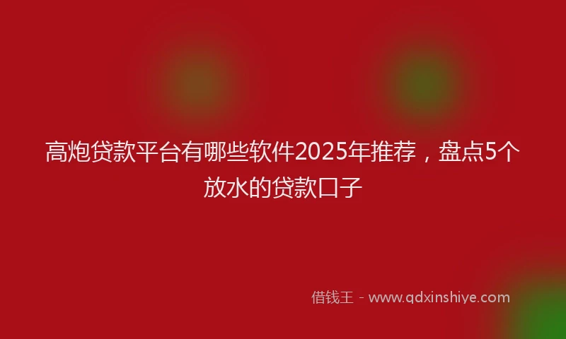 高炮贷款平台有哪些软件2025年推荐，盘点5个放水的贷款口子