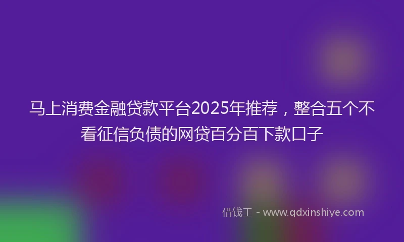 马上消费金融贷款平台2025年推荐，整合五个不看征信负债的网贷百分百下款口子