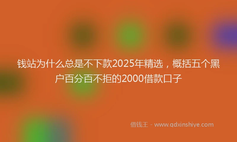 钱站为什么总是不下款2025年精选，概括五个黑户百分百不拒的2000借款口子