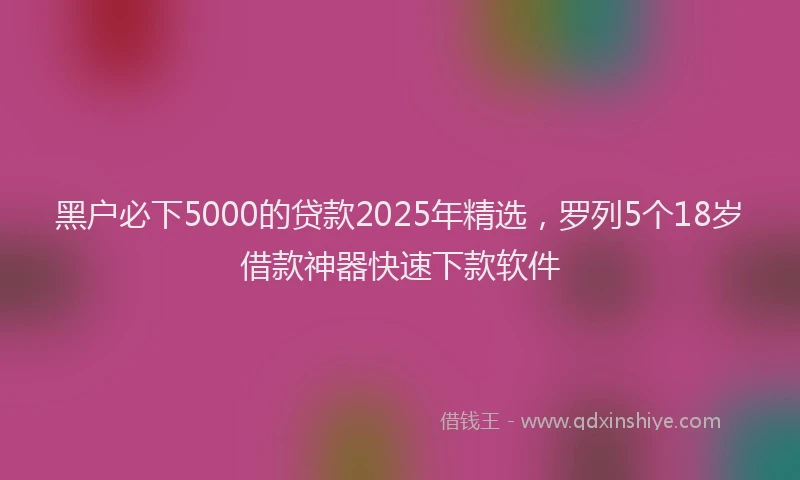 黑户必下5000的贷款2025年精选，罗列5个18岁借款神器快速下款软件