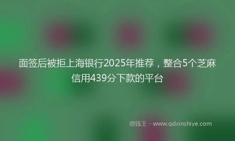 面签后被拒上海银行2025年推荐，整合5个芝麻信用439分下款的平台