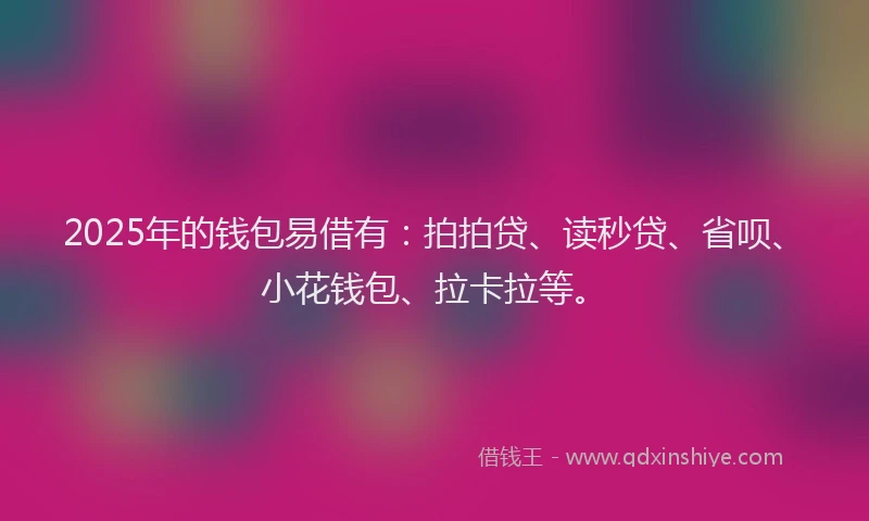 2025年的钱包易借有：拍拍贷、读秒贷、省呗、小花钱包、拉卡拉等。