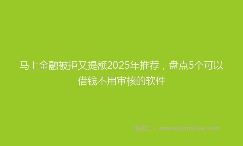 马上金融被拒又提额2025年推荐，盘点5个可以借钱不用审核的软件