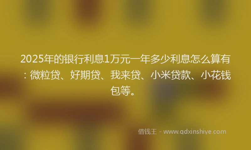 2025年的银行利息1万元一年多少利息怎么算有：微粒贷、好期贷、我来贷、小米贷款、小花钱包等。