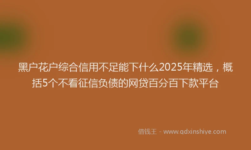 黑户花户综合信用不足能下什么2025年精选，概括5个不看征信负债的网贷百分百下款平台