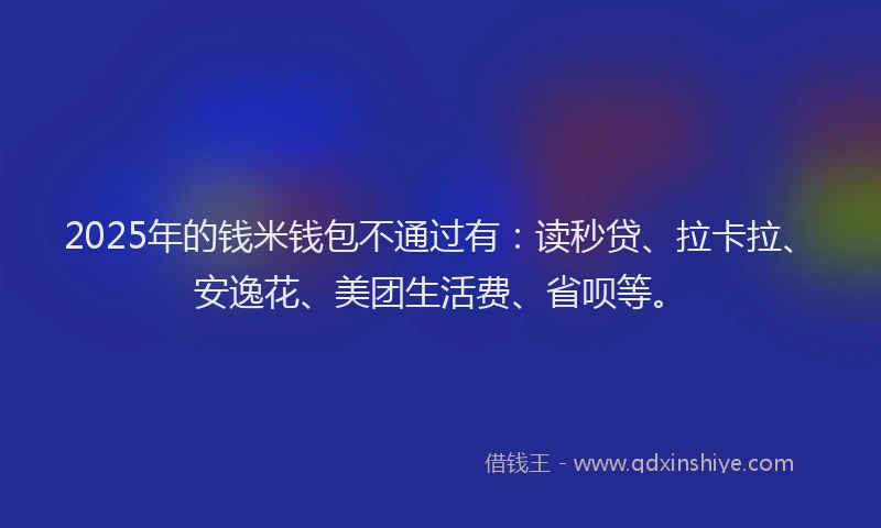 2025年的钱米钱包不通过有：读秒贷、拉卡拉、安逸花、美团生活费、省呗等。