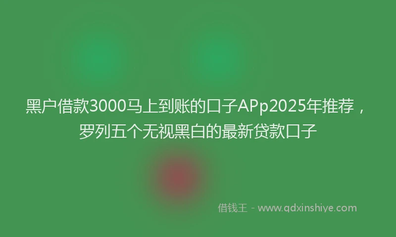 黑户借款3000马上到账的口子APp2025年推荐，罗列五个无视黑白的最新贷款口子