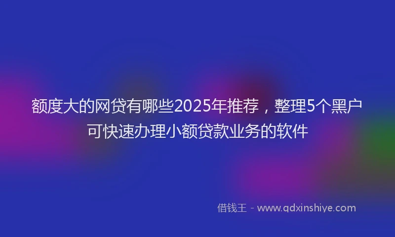 额度大的网贷有哪些2025年推荐，整理5个黑户可快速办理小额贷款业务的软件