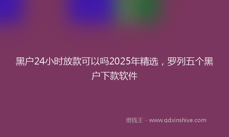 黑户24小时放款可以吗2025年精选，罗列五个黑户下款软件