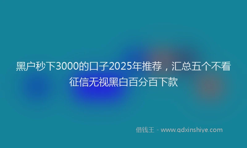 黑户秒下3000的口子2025年推荐，汇总五个不看征信无视黑白百分百下款
