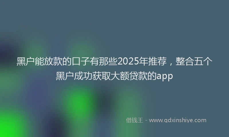 黑户能放款的口子有那些2025年推荐，整合五个黑户成功获取大额贷款的app