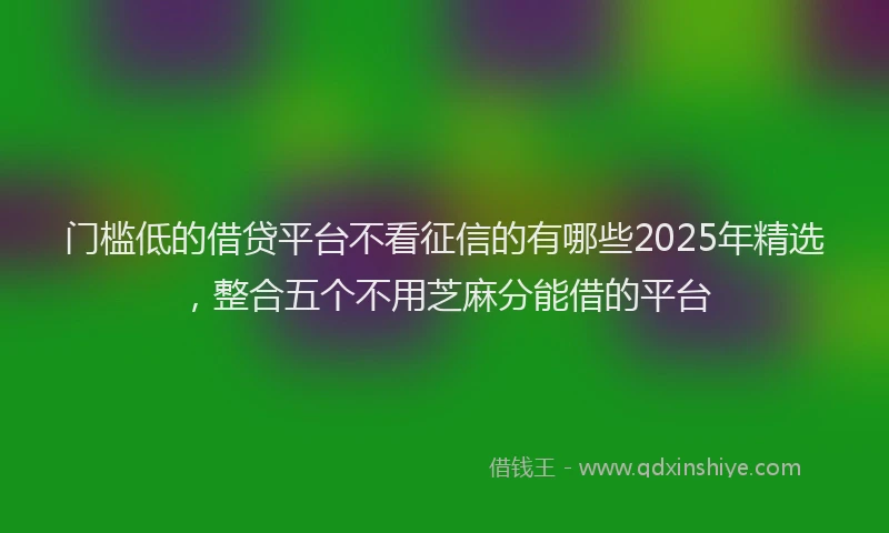 门槛低的借贷平台不看征信的有哪些2025年精选，整合五个不用芝麻分能借的平台