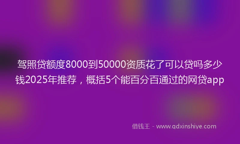 驾照贷额度8000到50000资质花了可以贷吗多少钱2025年推荐，概括5个能百分百通过的网贷app