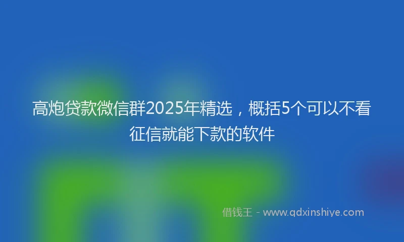高炮贷款微信群2025年精选，概括5个可以不看征信就能下款的软件