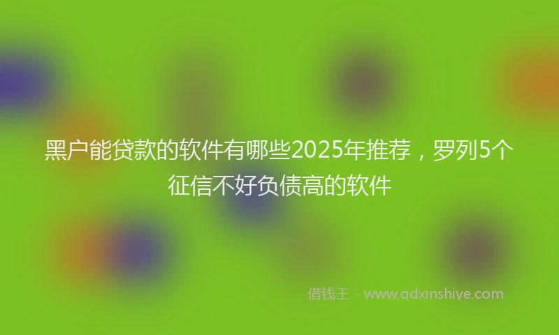 黑户能贷款的软件有哪些2025年推荐，罗列5个征信不好负债高的软件