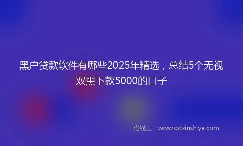 黑户贷款软件有哪些2025年精选，总结5个无视双黑下款5000的口子
