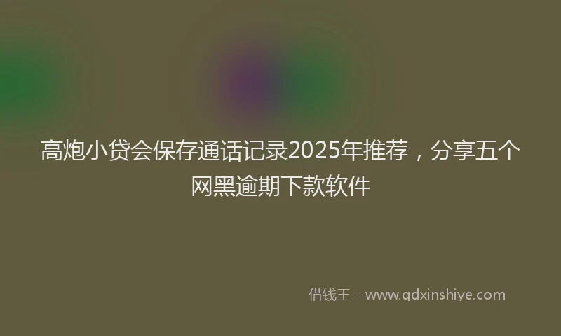 高炮小贷会保存通话记录2025年推荐，分享五个网黑逾期下款软件