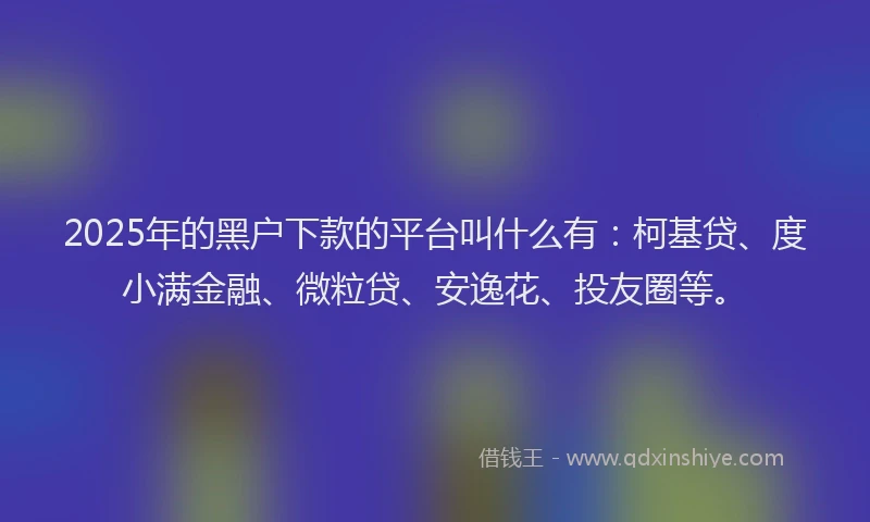 2025年的黑户下款的平台叫什么有：柯基贷、度小满金融、微粒贷、安逸花、投友圈等。