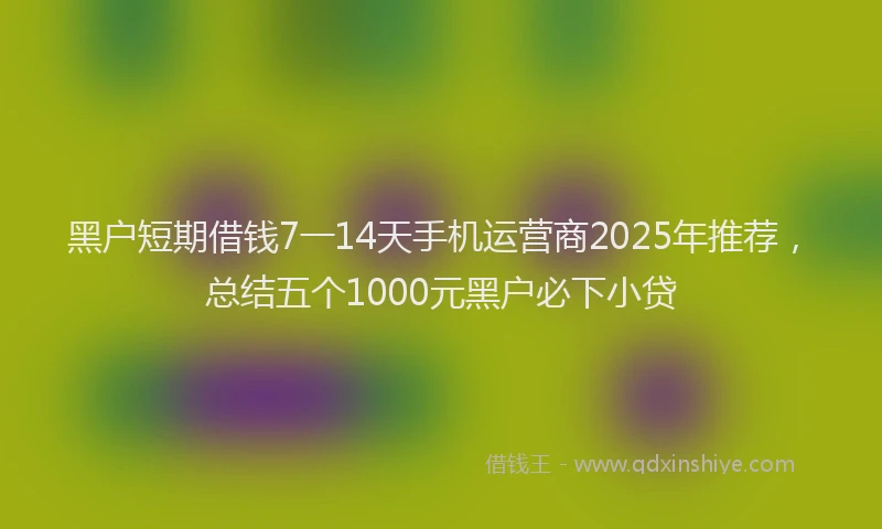 黑户短期借钱7一14天手机运营商2025年推荐，总结五个1000元黑户必下小贷