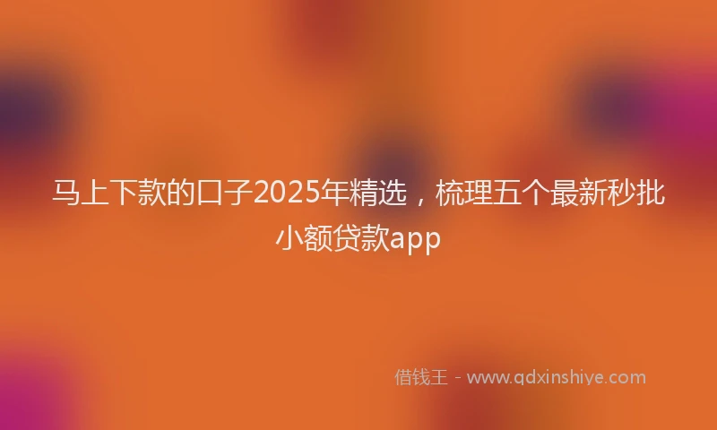 马上下款的口子2025年精选，梳理五个最新秒批小额贷款app
