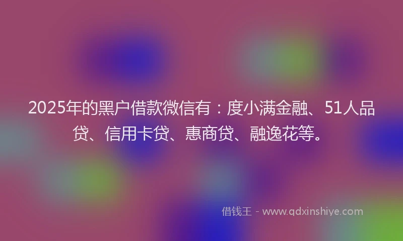 2025年的黑户借款微信有：度小满金融、51人品贷、信用卡贷、惠商贷、融逸花等。