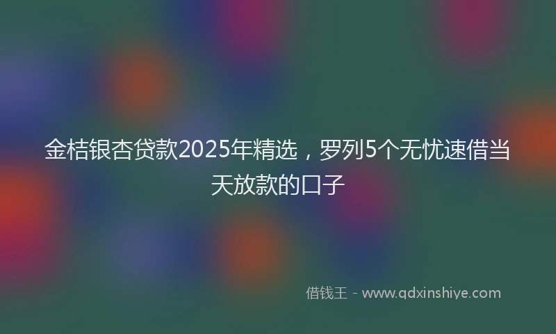金桔银杏贷款2025年精选，罗列5个无忧速借当天放款的口子