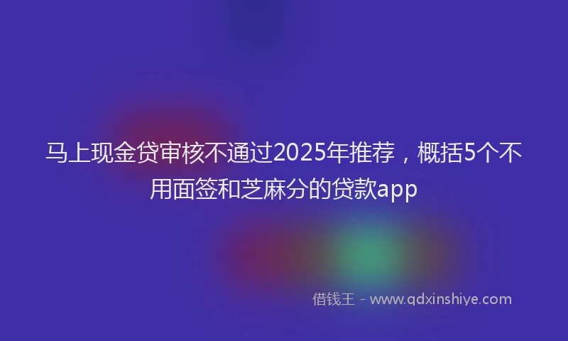 马上现金贷审核不通过2025年推荐，概括5个不用面签和芝麻分的贷款app