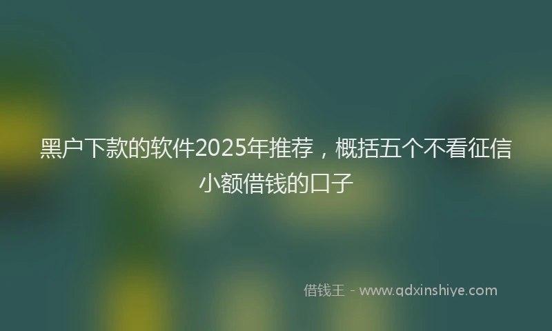 黑户下款的软件2025年推荐，概括五个不看征信小额借钱的口子