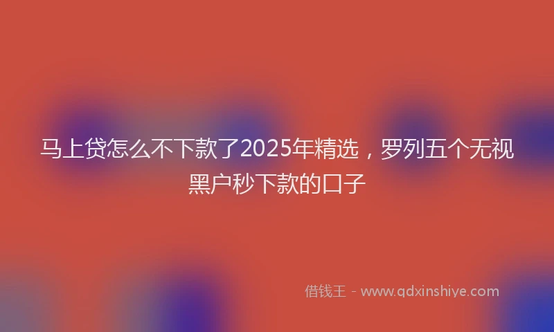 马上贷怎么不下款了2025年精选，罗列五个无视黑户秒下款的口子