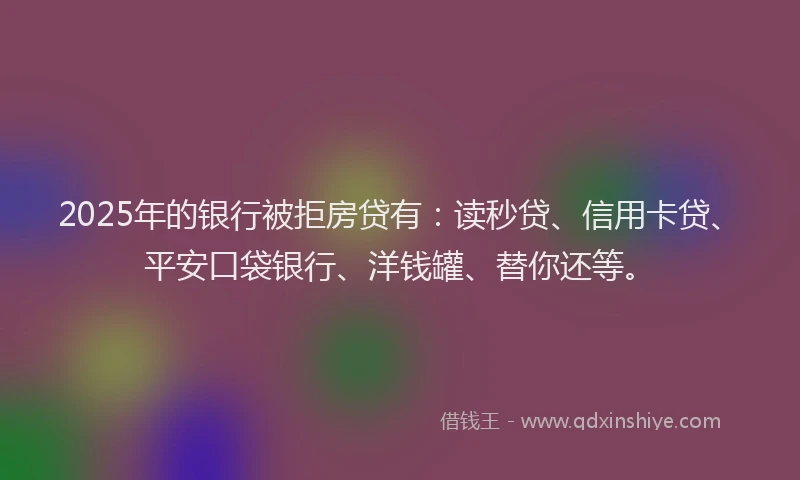 2025年的银行被拒房贷有：读秒贷、信用卡贷、平安口袋银行、洋钱罐、替你还等。