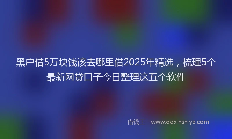 黑户借5万块钱该去哪里借2025年精选，梳理5个最新网贷口子今日整理这五个软件