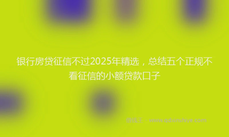 银行房贷征信不过2025年精选，总结五个正规不看征信的小额贷款口子