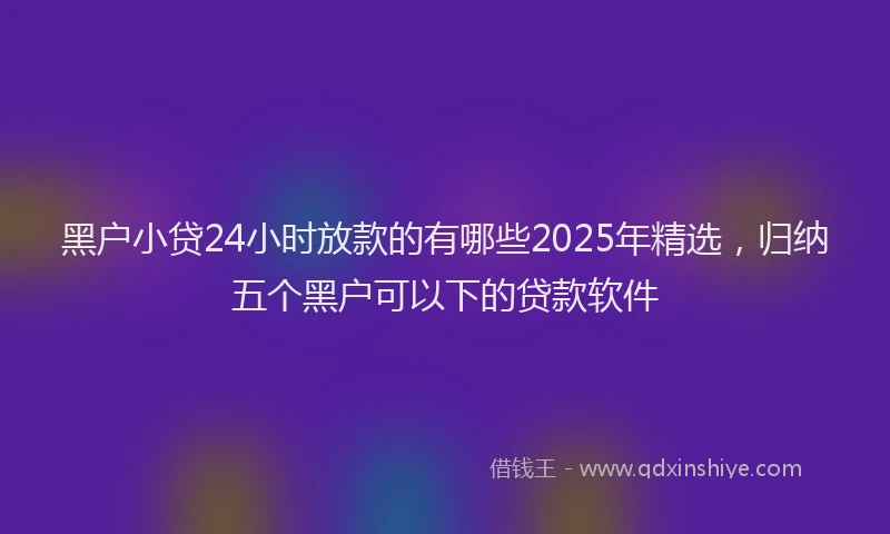 黑户小贷24小时放款的有哪些2025年精选，归纳五个黑户可以下的贷款软件