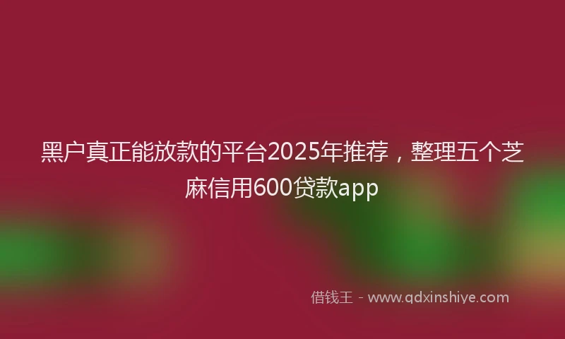 黑户真正能放款的平台2025年推荐，整理五个芝麻信用600贷款app