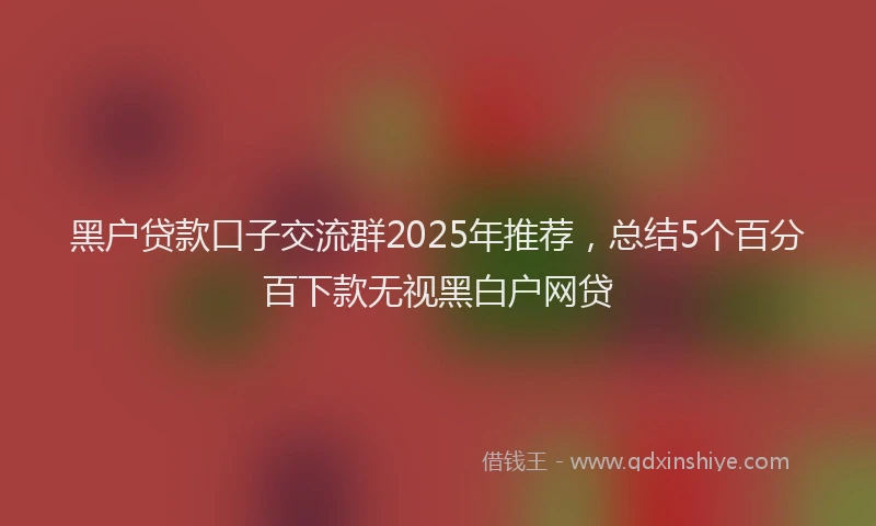 黑户贷款口子交流群2025年推荐，总结5个百分百下款无视黑白户网贷