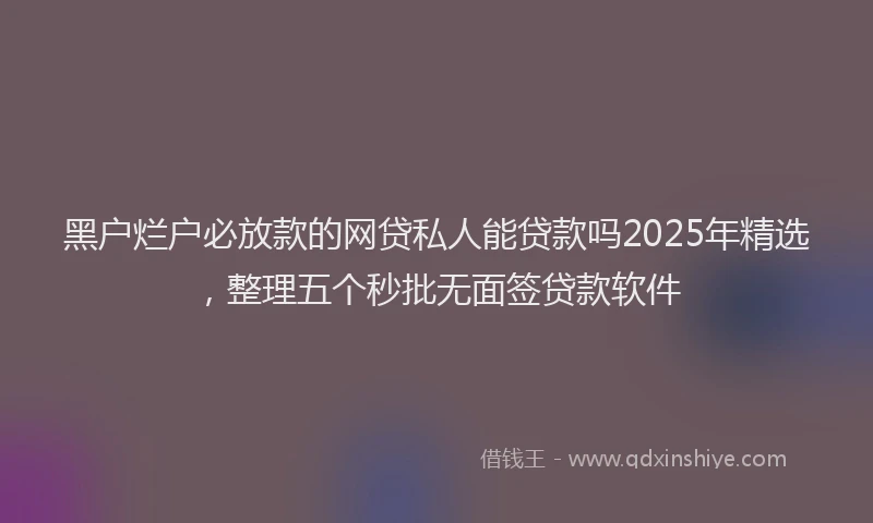 黑户烂户必放款的网贷私人能贷款吗2025年精选，整理五个秒批无面签贷款软件