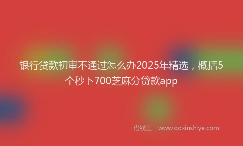 银行贷款初审不通过怎么办2025年精选，概括5个秒下700芝麻分贷款app