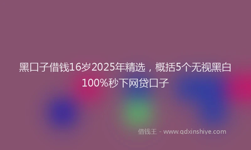 黑口子借钱16岁2025年精选，概括5个无视黑白100%秒下网贷口子